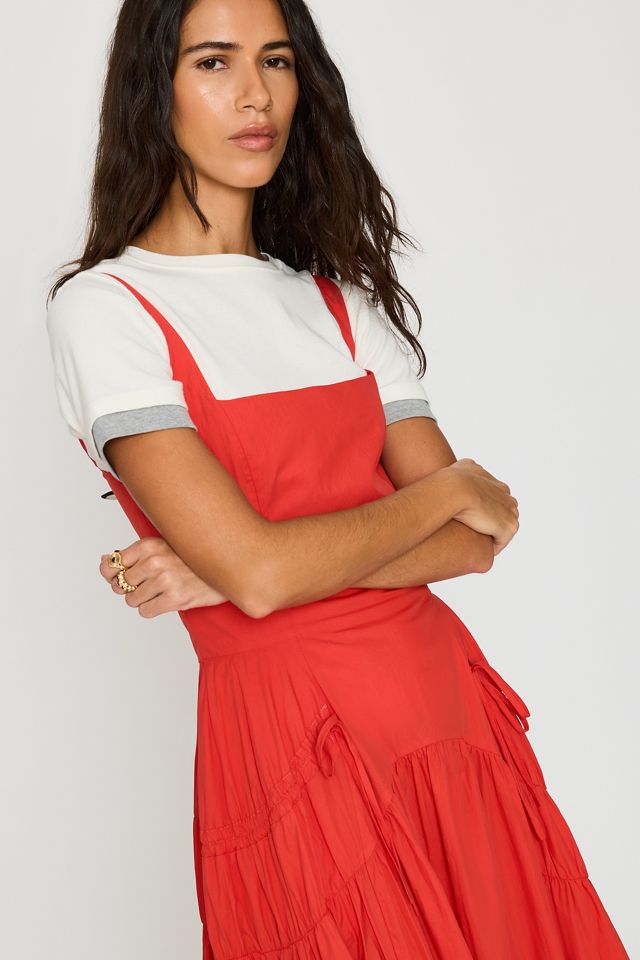 Robe chasuble midi froncée à nœud By Anthropologie #2