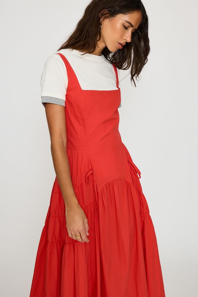 Robe chasuble midi froncée à nœud By Anthropologie #4