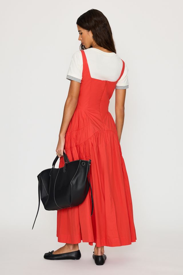 Robe chasuble midi froncée à nœud By Anthropologie #5