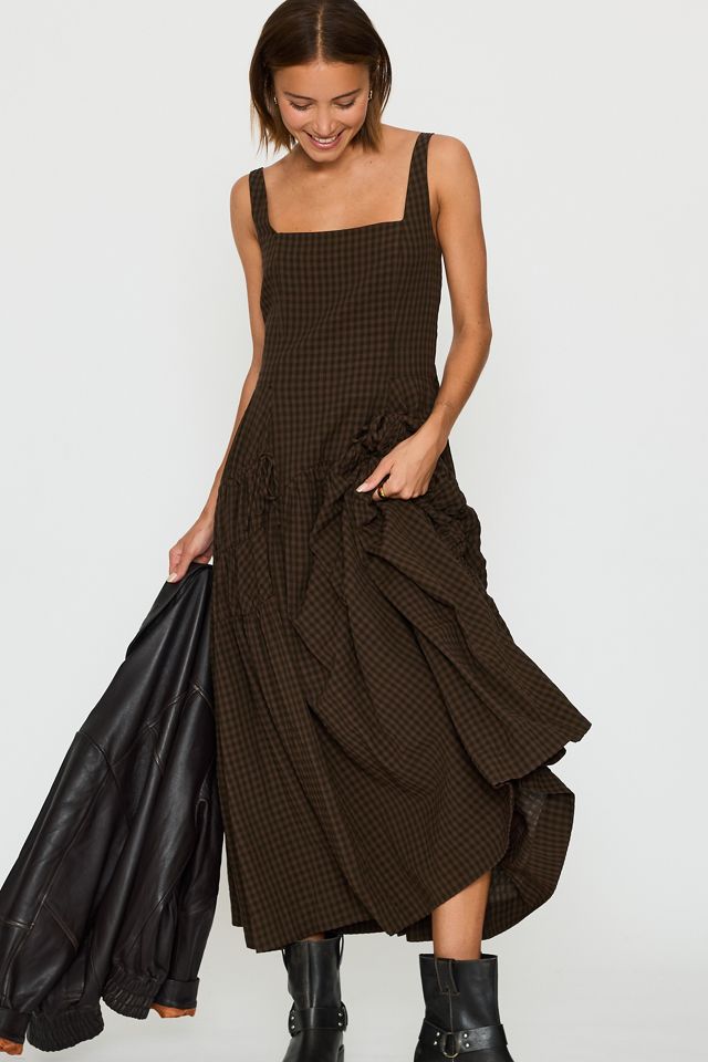 By Anthropologie Ruched Bow Midi Pinafore Dress #2