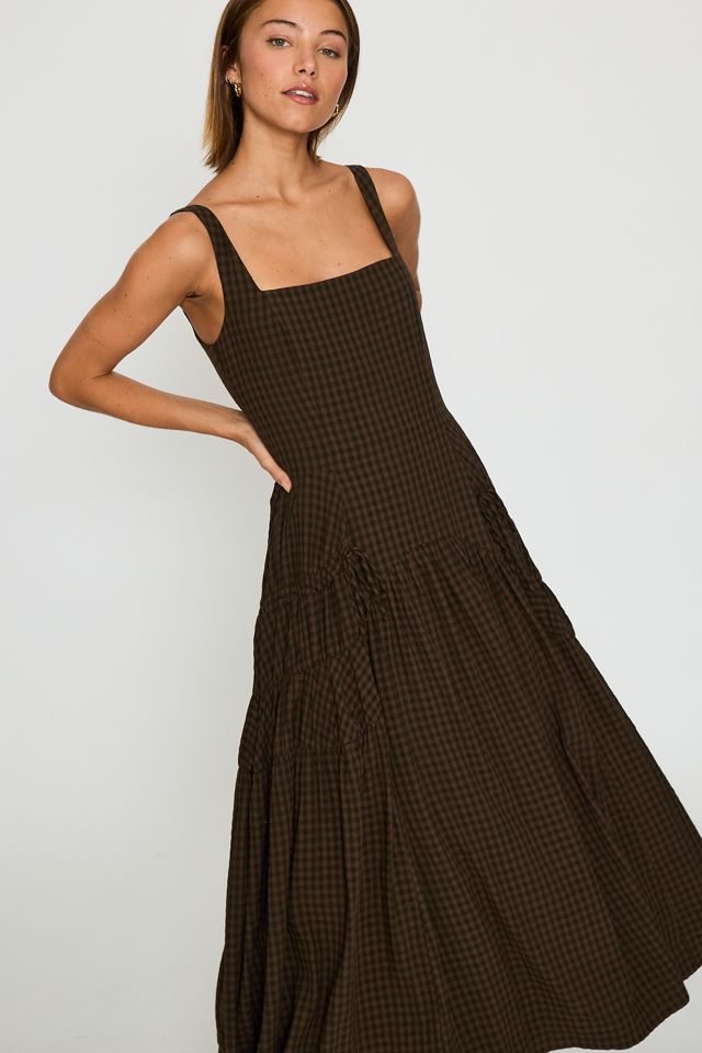 By Anthropologie Ruched Bow Midi Pinafore Dress #3