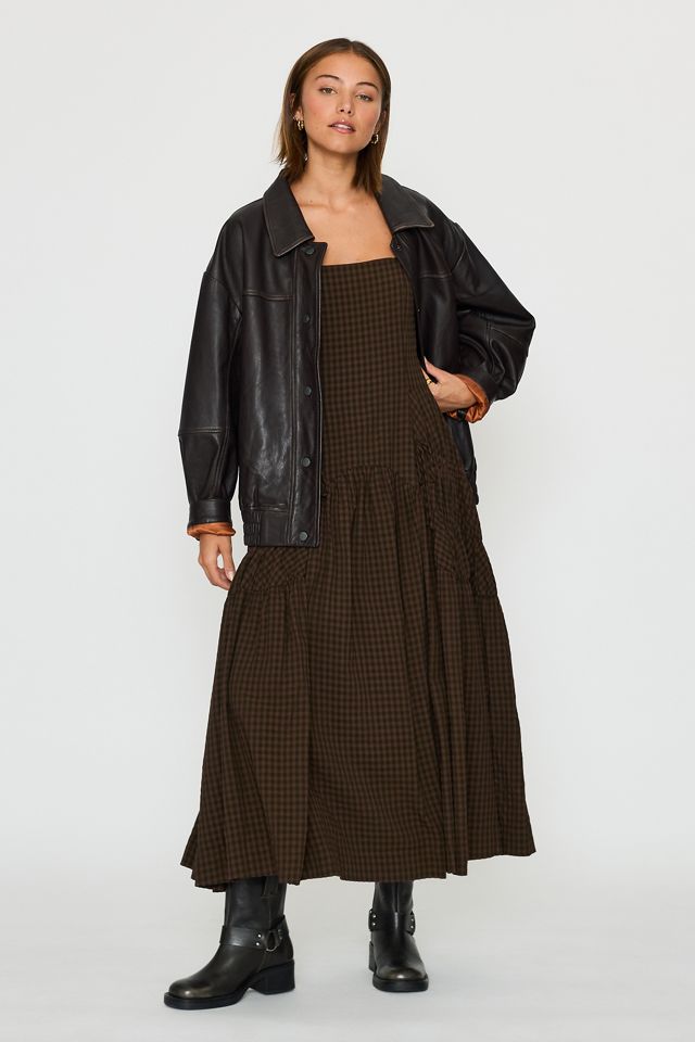 By Anthropologie Ruched Bow Midi Pinafore Dress #1