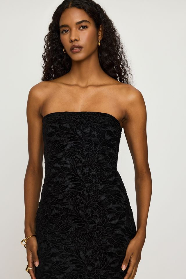 By Anthropologie Trina Velvet Embroidered Strapless Midi Dress #3