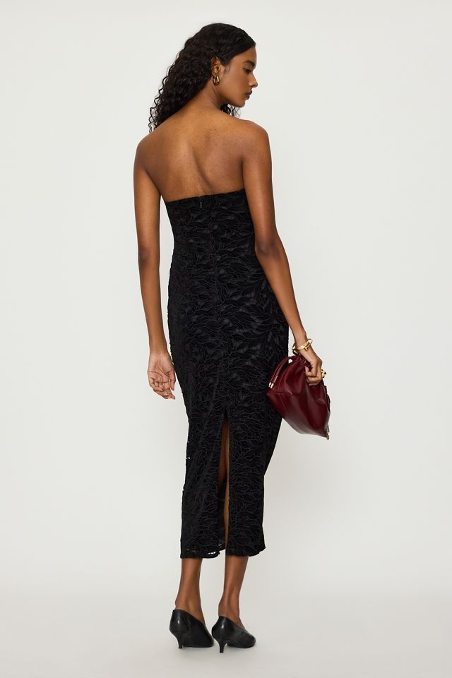 By Anthropologie Trina Velvet Embroidered Strapless Midi Dress #4