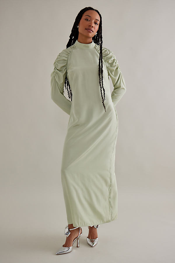 Selected Femme Nora Mock-Neck Ruched Long-Sleeve Maxi Dress