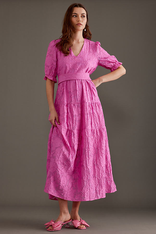 Selected Femme Cathi-Sadie Puff-Sleeve Tiered Maxi Dress