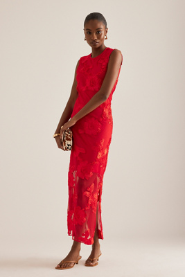 Y.A.S Floree Sleeveless Floral Mesh Maxi Dress