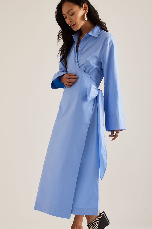 Robe chemise à manches longues et encolure croisée Aviana Selected Femme #4
