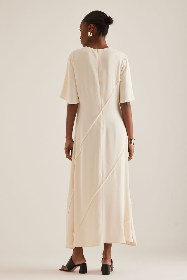 Selected  Robe midi Ivana à couture brute #1