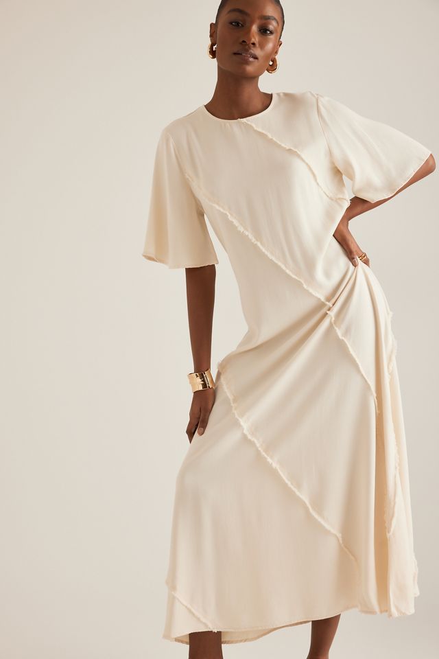 Selected  Robe midi Ivana à couture brute #2