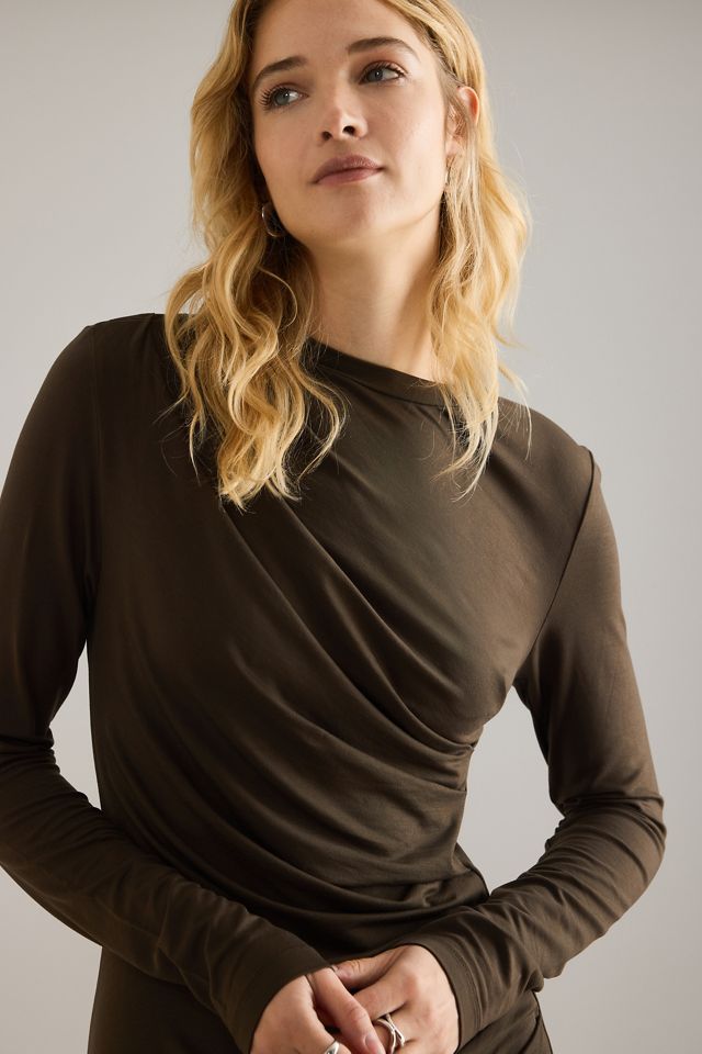 Robe longue asymétrique drapée Ilina Selected #2