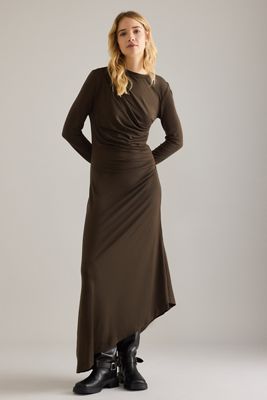 Selected Ilina Draped Asymmetric Maxi Dress