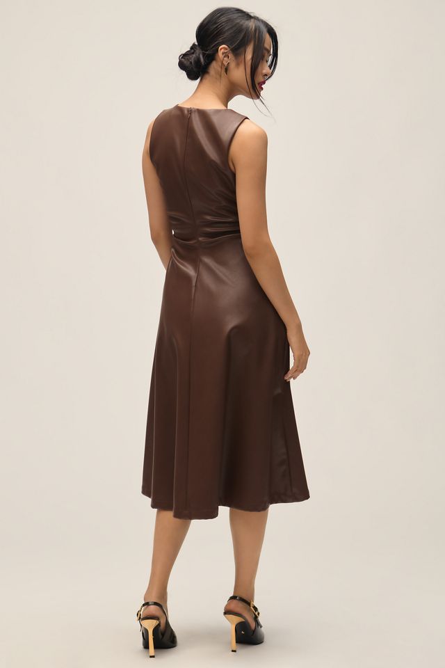 ASTR The Label Omaira Faux-Leather Midi Dress #1