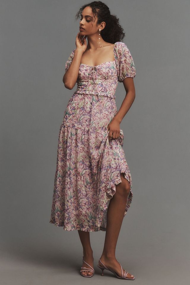 knee length dresses for ladies Alemais Poppy Spliced Midi Dress Multi Size 16 main image 0
