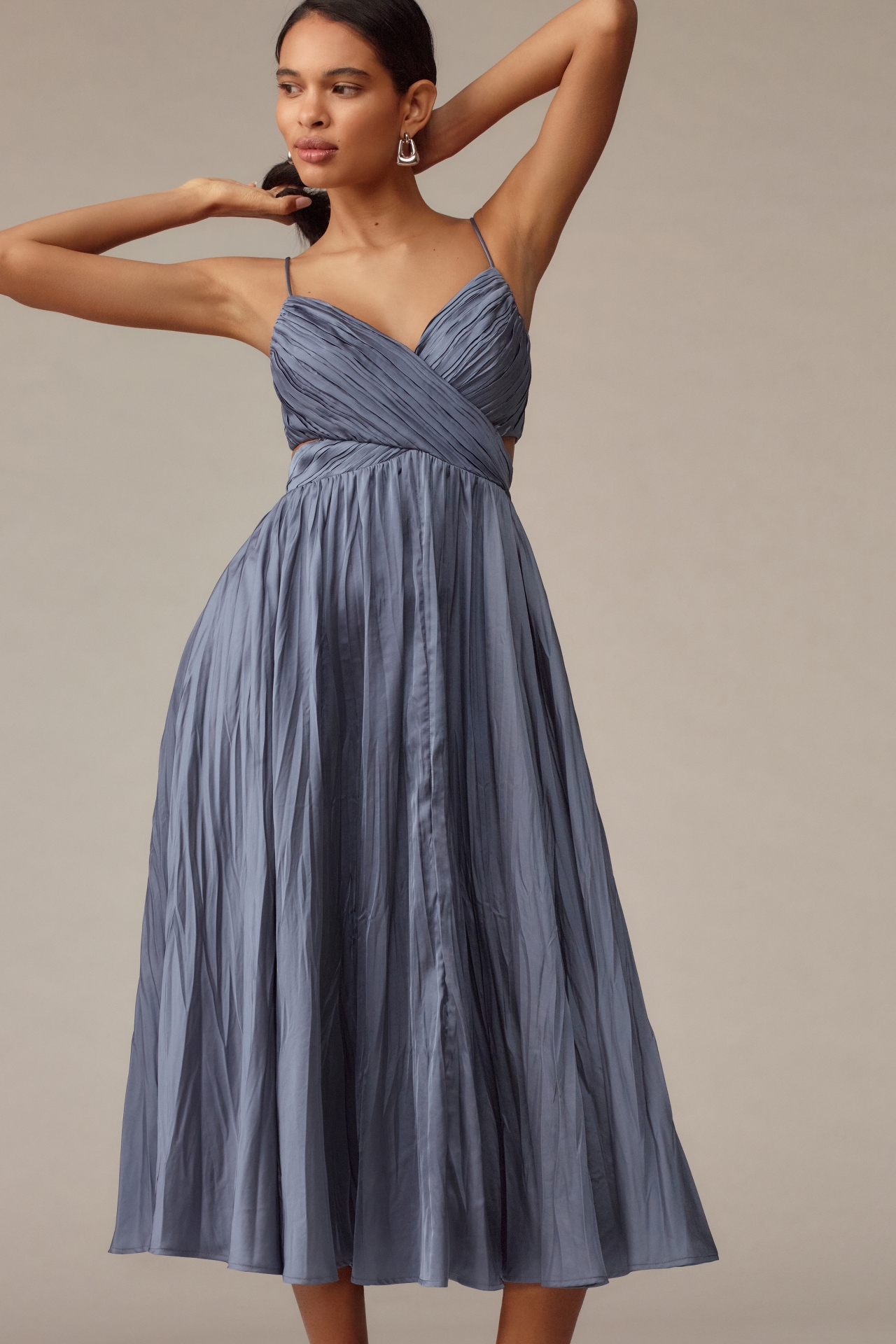 ASTR The Label Capitola Pleated Midi Dress