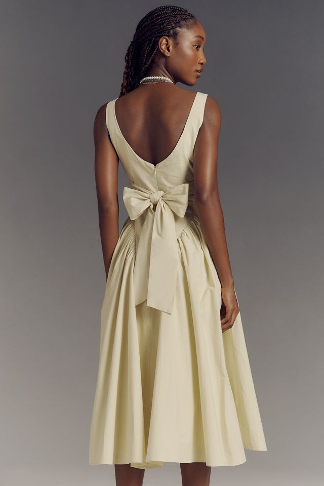 ASTR The Label Square-Neck Basque-Waist Midi Dress #1