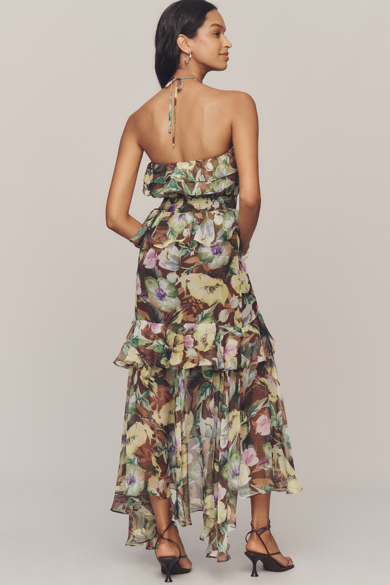 ASTR The Label Elena Halter Ruffle Midi Dress