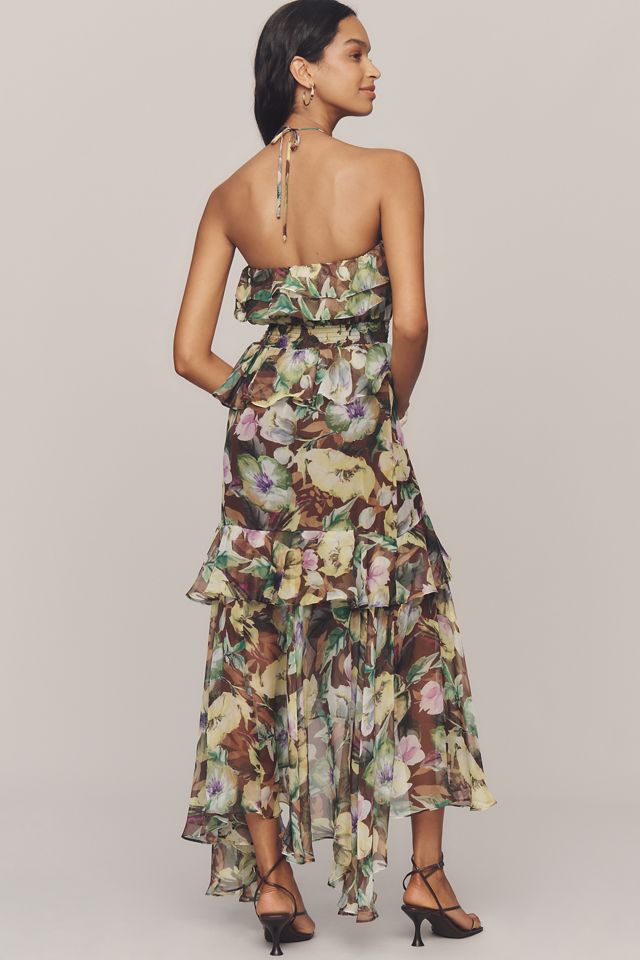 ASTR The Label Elena Halter Ruffle Midi Dress #1