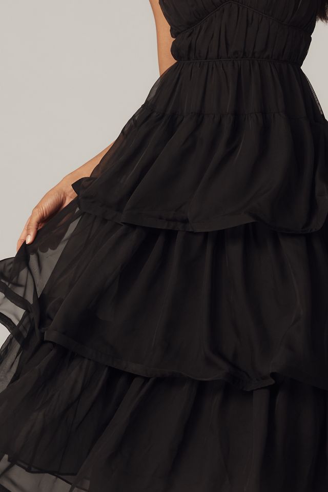 ASTR The Label Theiria Sleeveless Tiered Ruffle Maxi Dress