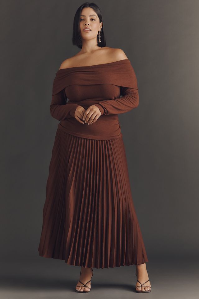 ASTR The Label Plus Tanaia Off-Shoulder Midi Dress | Anthropologie