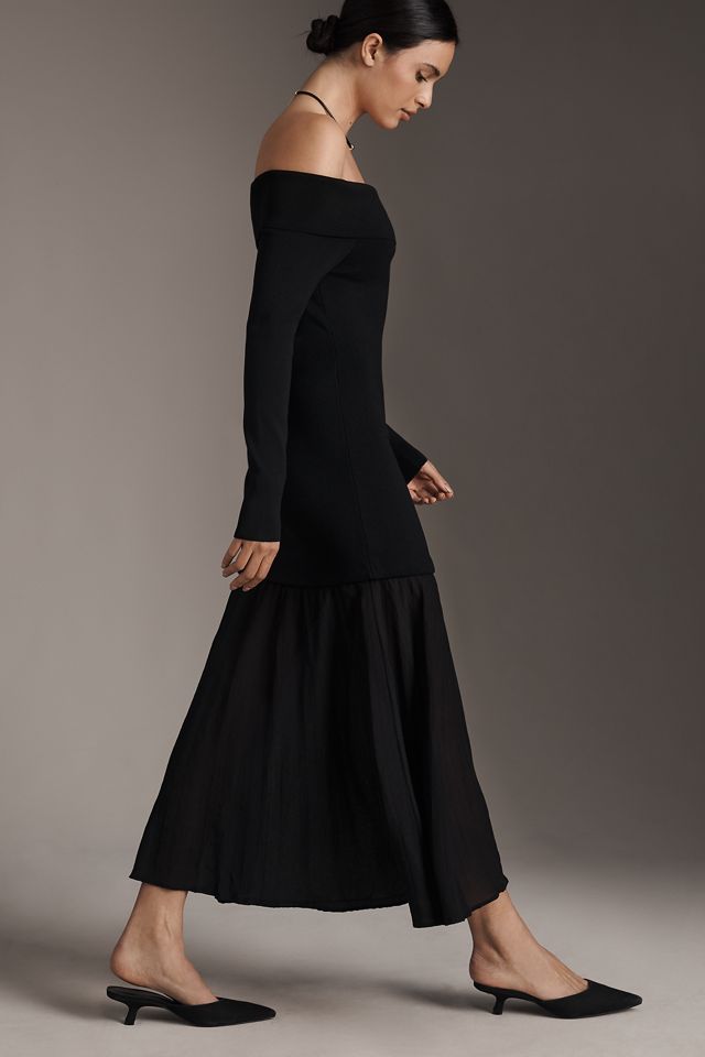 ASTR The Label Lydia Off-Shoulder Long-Sleeve Midi Dress | Anthropologie