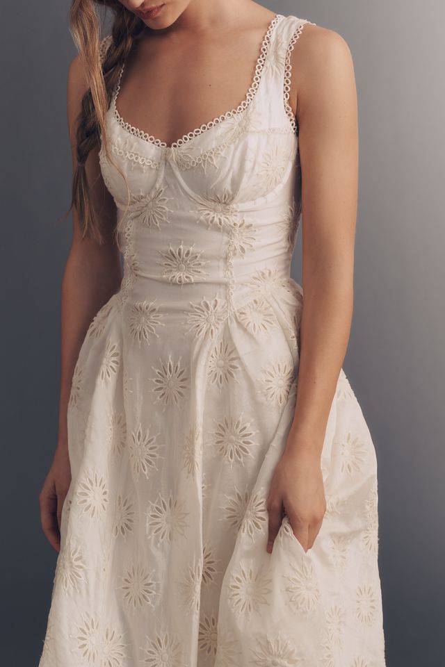 knee length dresses for ladies Floral Lace Midi Dress