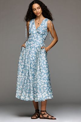 sachin and babi light blue dress ANTHROPOLOGIE SOMERSET EMBROIDERED EDITION PLEATED TIERED MAXI DRESS SZ XXS