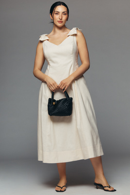 Joleena Plus Linen Cotton Midi Dress