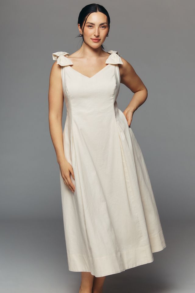 ASTR The Label Joleena Plus Linen Cotton Midi Dress | Anthropologie