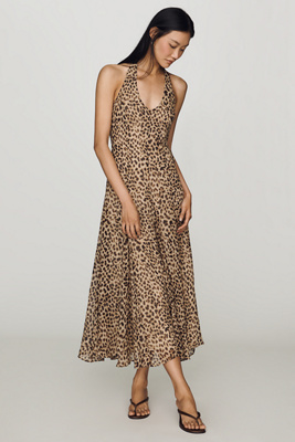Astr Myra Halter Maxi Dress In Brown