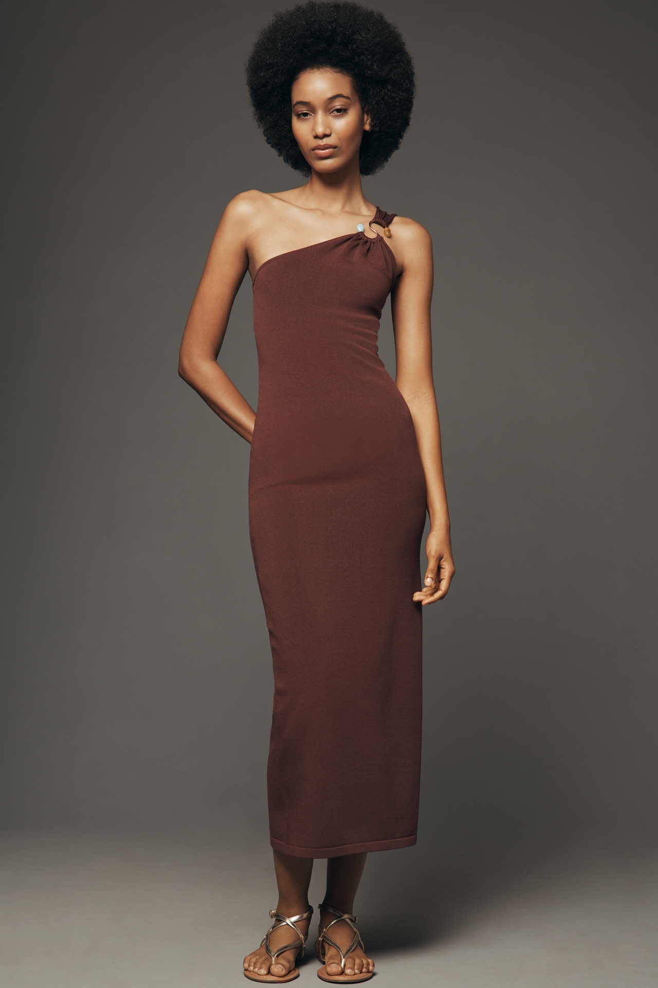 ASTR The Label Ania One-Shoulder Midi Dress