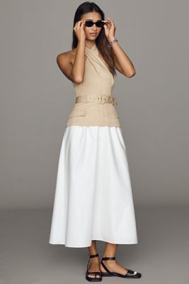 ASTR The Label 100% Cotton Halter Twofer Midi Dress
