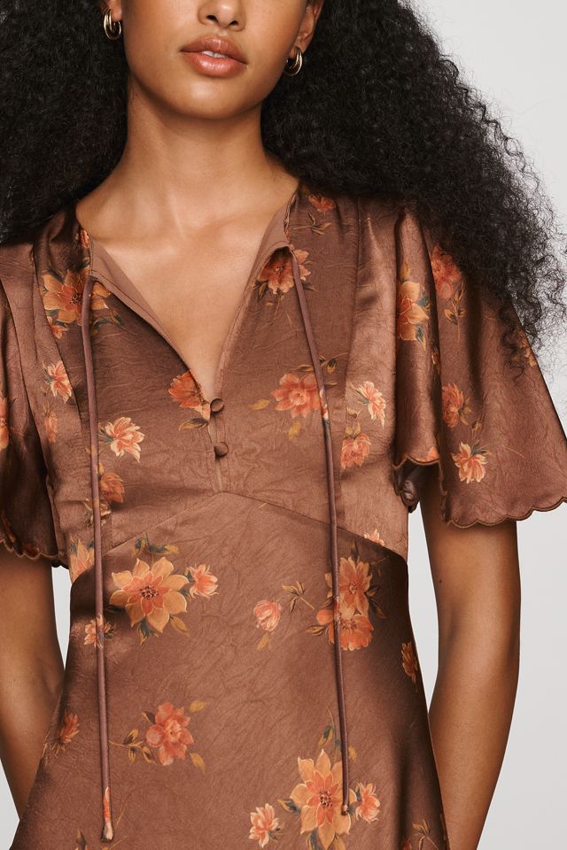 ASTR The Label Short-Sleeve Satin Maxi Dress #1