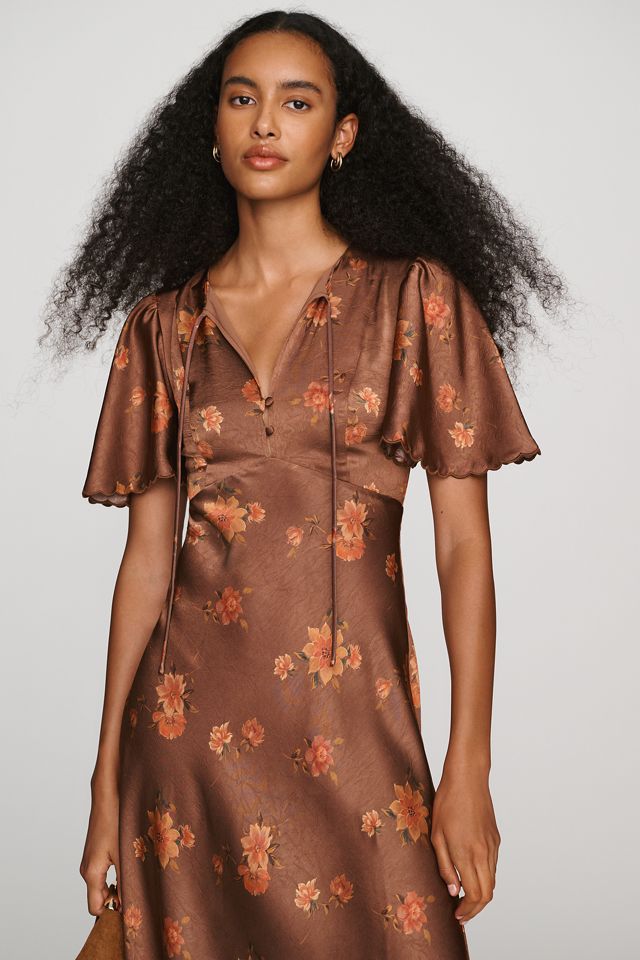 ASTR The Label Short-Sleeve Satin Maxi Dress #3