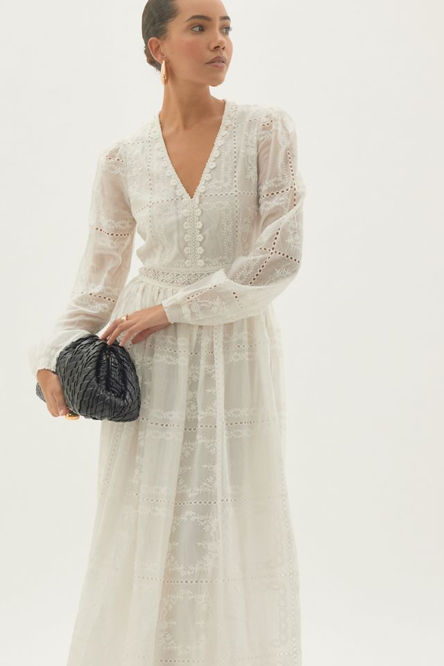 By Anthropologie Long-Sleeve Embroidered Maxi Dress | Anthropologie UK