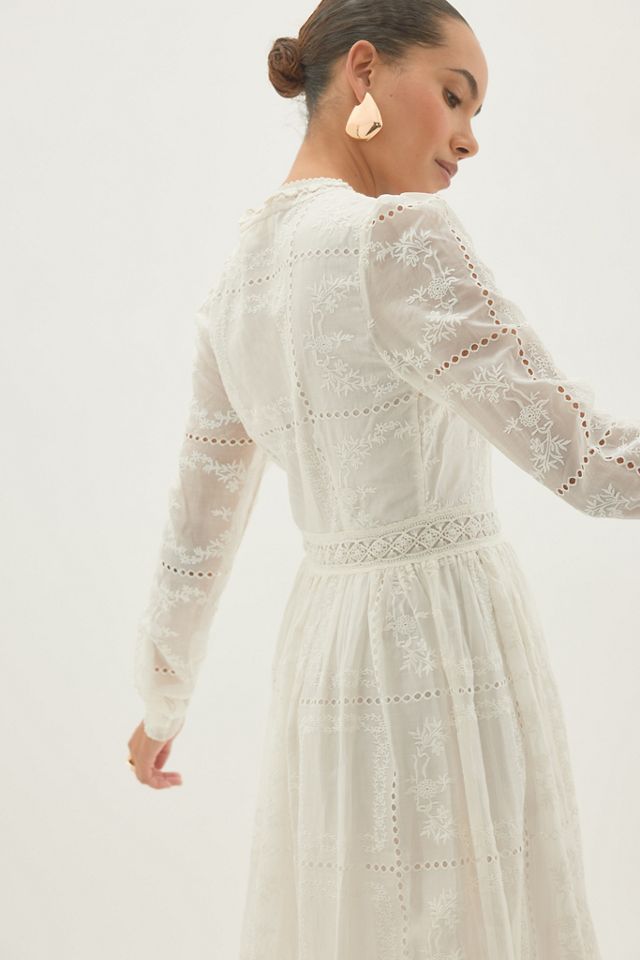 By Anthropologie Long-Sleeve Embroidered Maxi Dress #5