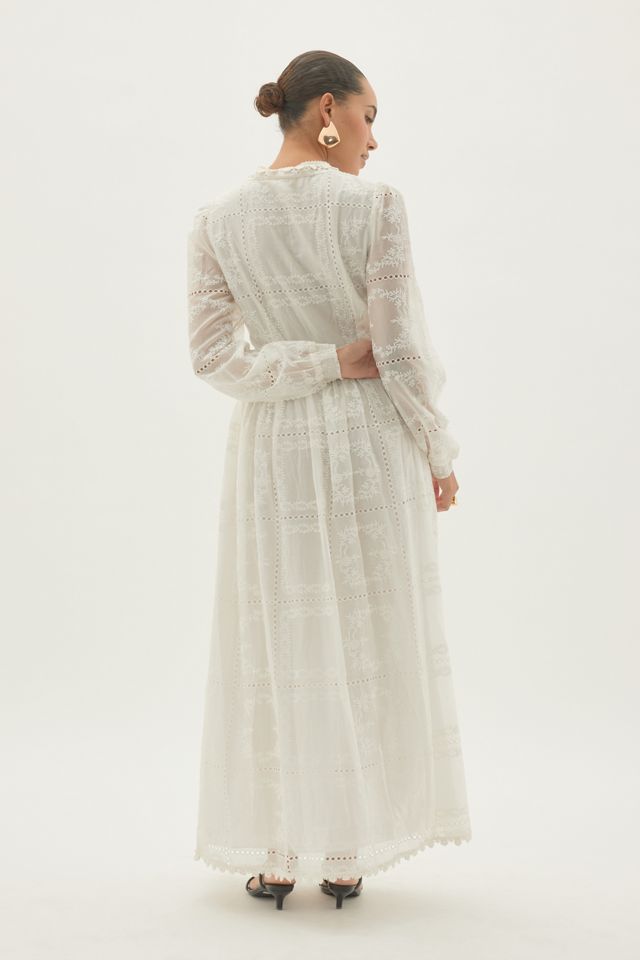By Anthropologie Long-Sleeve Embroidered Maxi Dress #1