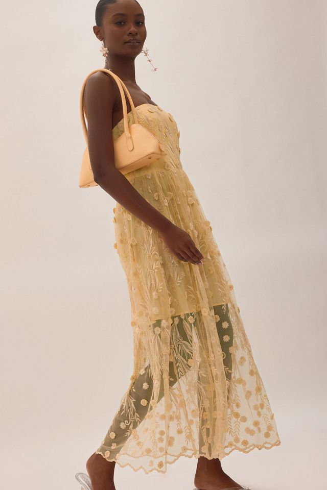By Anthropologie Jade Bandeau Floral Embroidered Midi Dress #8