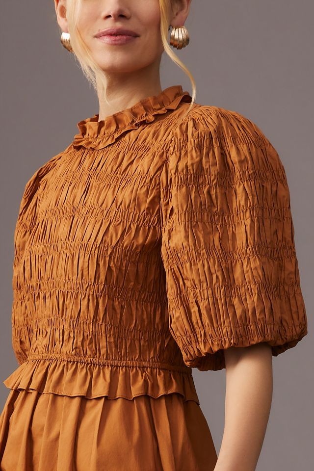 Moon River Smocked Puff-Sleeve Dress #1