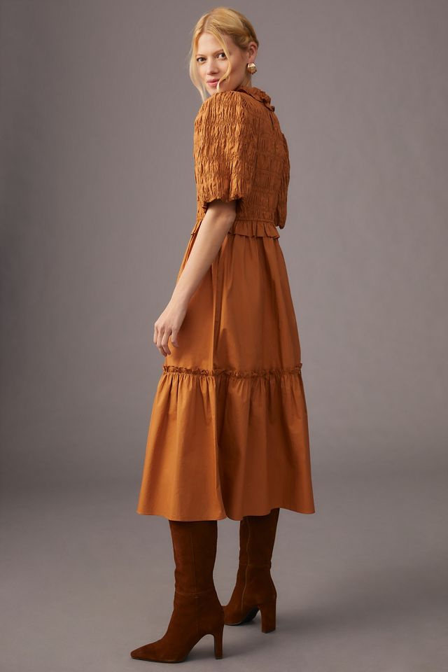 Moon River Smocked Puff-Sleeve Dress #2