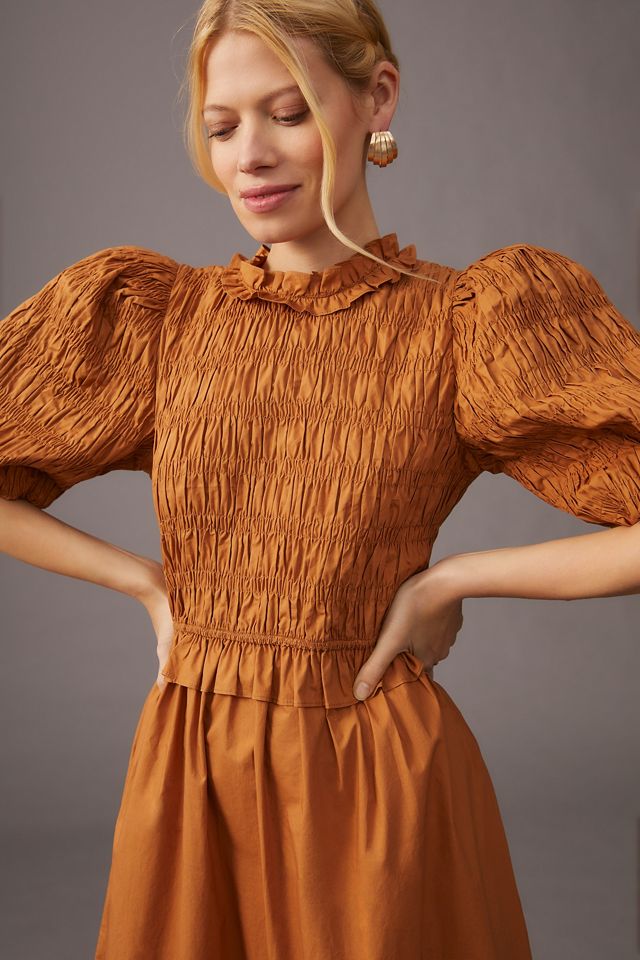 Moon River Smocked Puff-Sleeve Dress #3