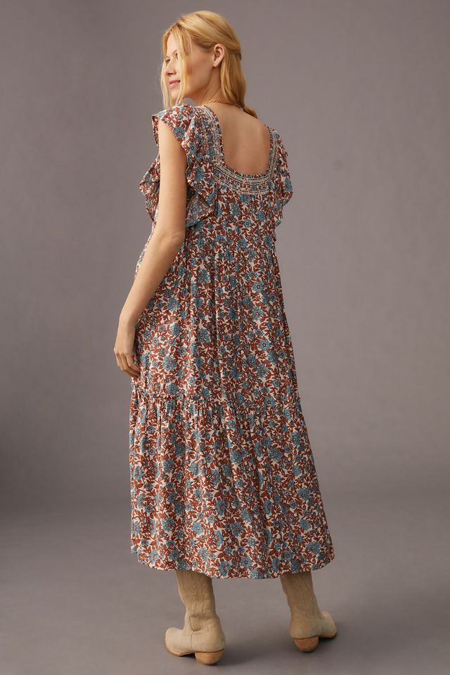 Moon River Flutter-Sleeve Tiered Dress | Anthropologie