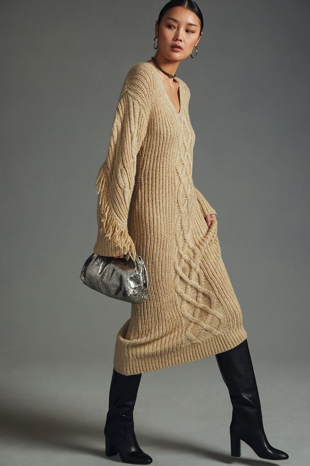 moon river ivory knit dress Cable-Knit Sweater SCH002285_G_M