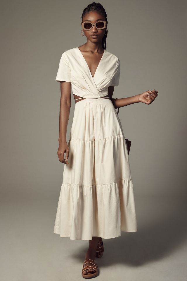 Moon River V-Neck Cutout Tiered Dress | Anthropologie