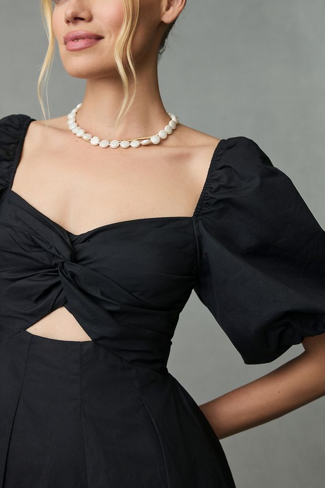 Moon River Puff-Sleeve Babydoll Dress #3