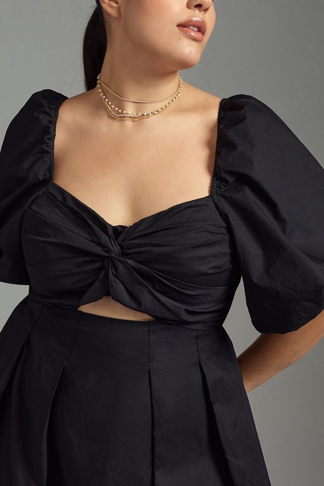 Moon River Puff-Sleeve Babydoll Dress #5