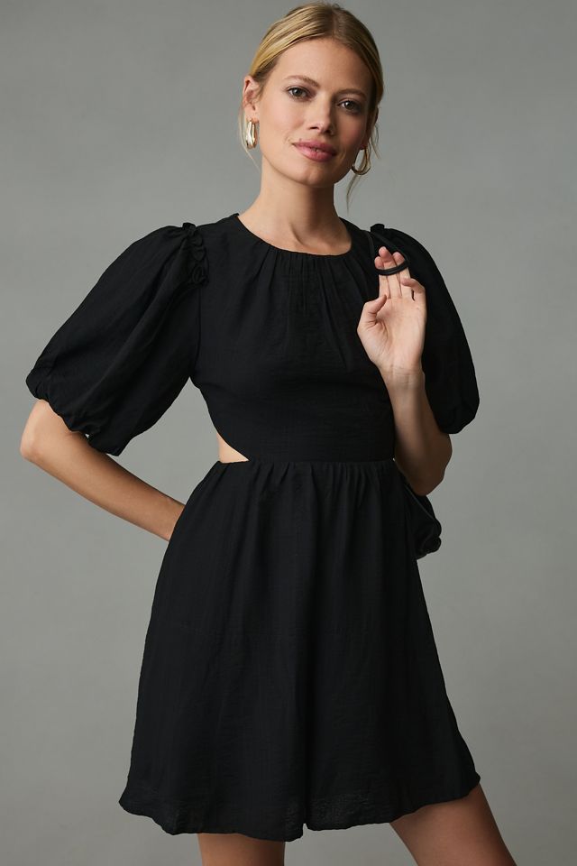 Moon River Open-Back Puff-Sleeve Dress #3
