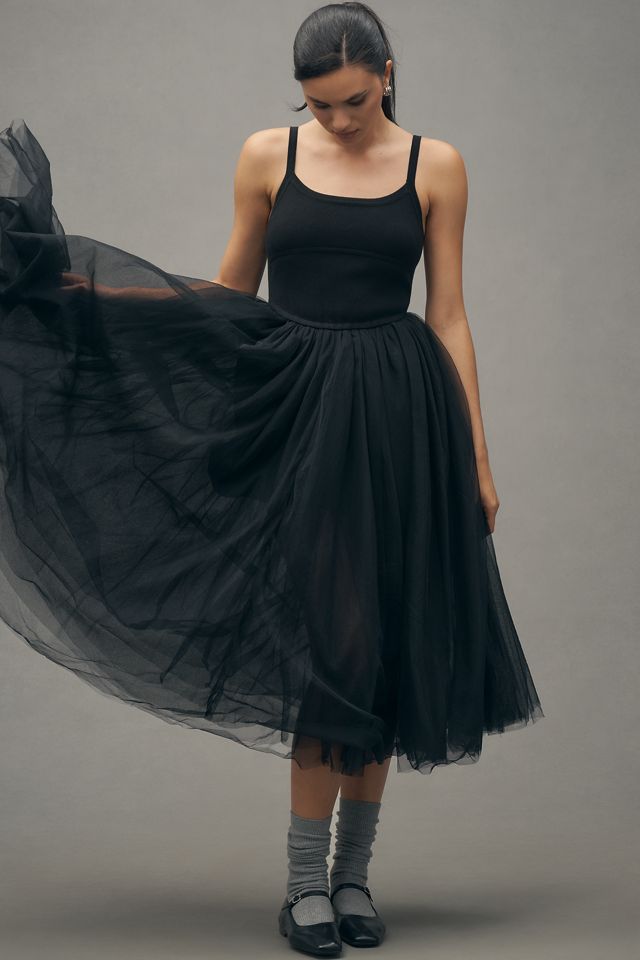 Moon River Sleeveless Tulle Twofer Midi Dress #1