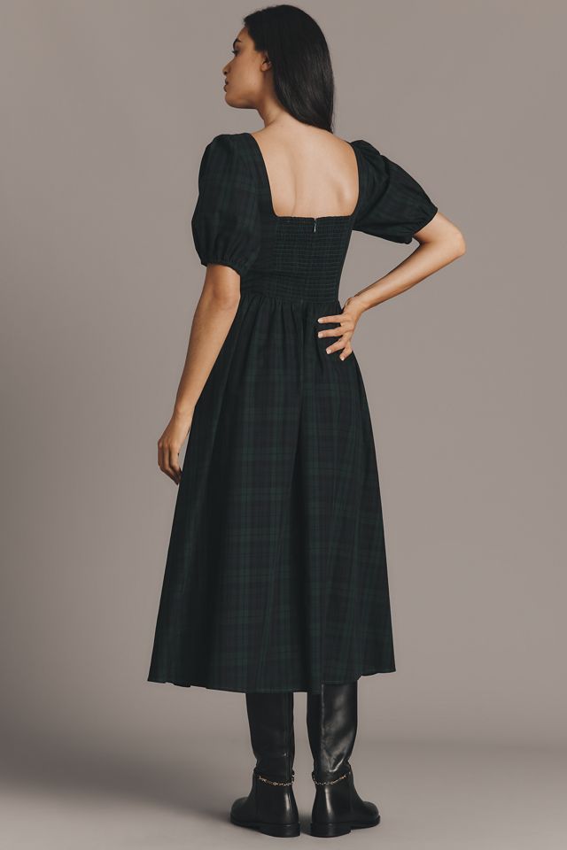 Moon River Short-Sleeve Square-Neck Lace-Up Midi Dress #3