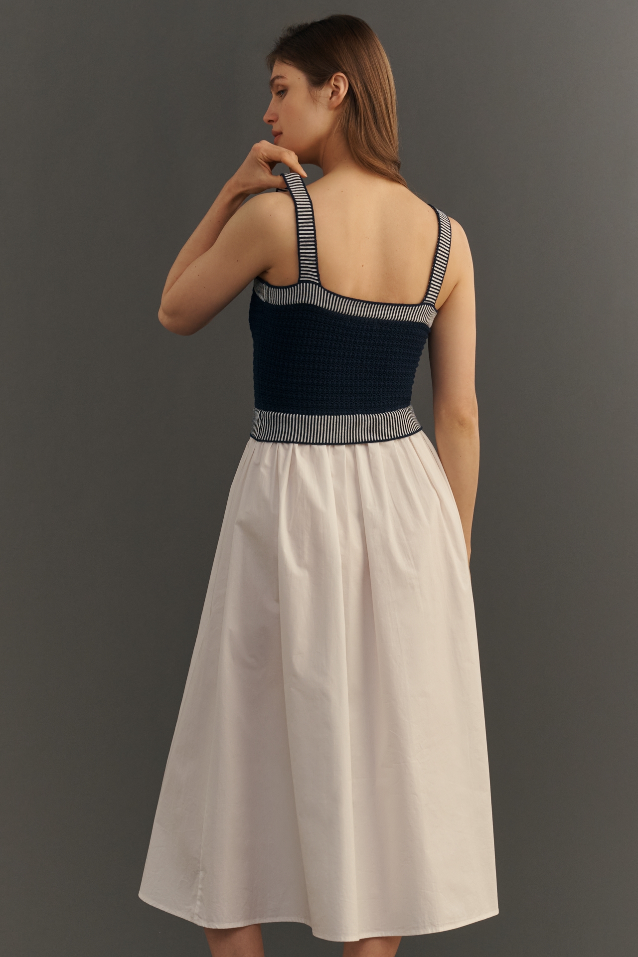 Moon River Knit Twofer Midi Dress